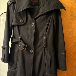 Miss Sixty Elegant Black Wool Coat